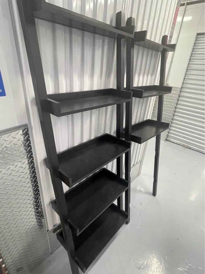 Pair (2 total) of Black Wood Ladder Bookshelves - photo 3