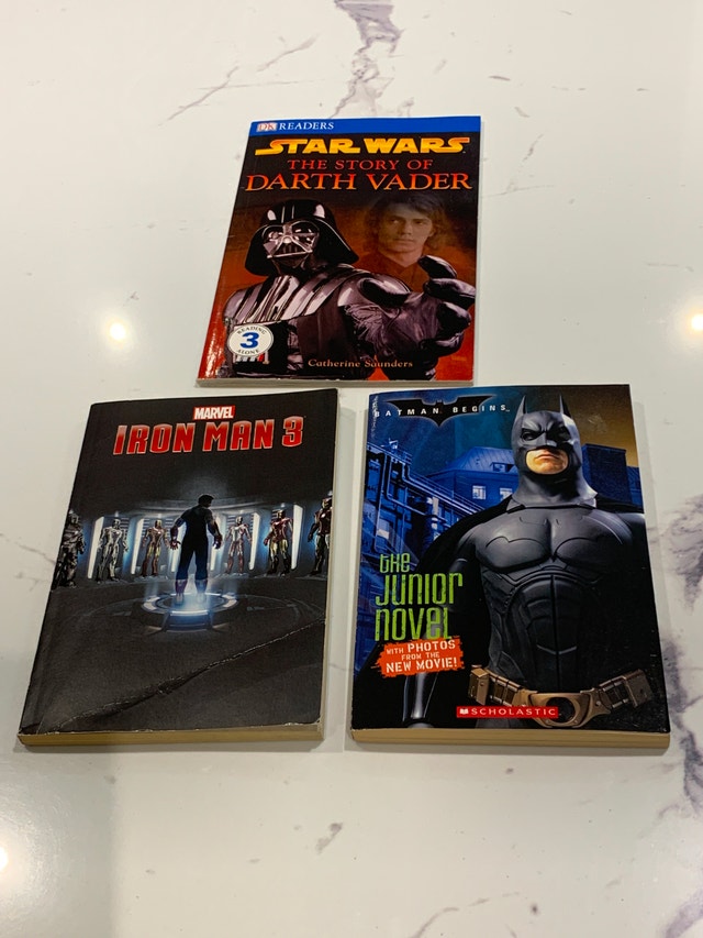 Set 3 Junior Novel Books - Darth Vader, Iron Man & Batman