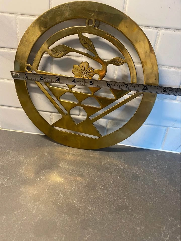 Vintage Brass Floral Basket Trivet - photo 5