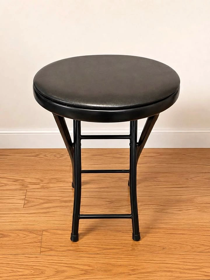 Black Padded Folding Stool