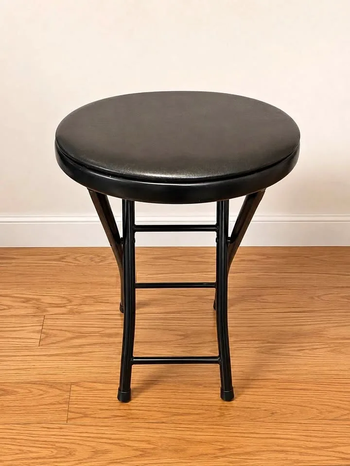 Black Padded Folding Stool