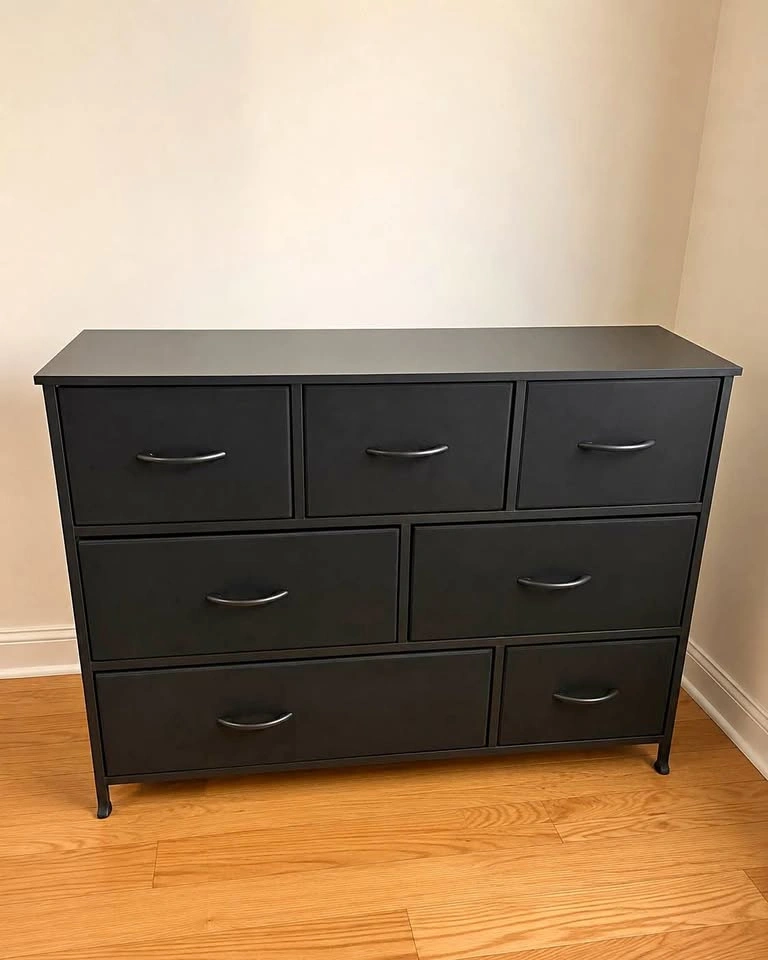Black 7-Drawer Fabric Dresser