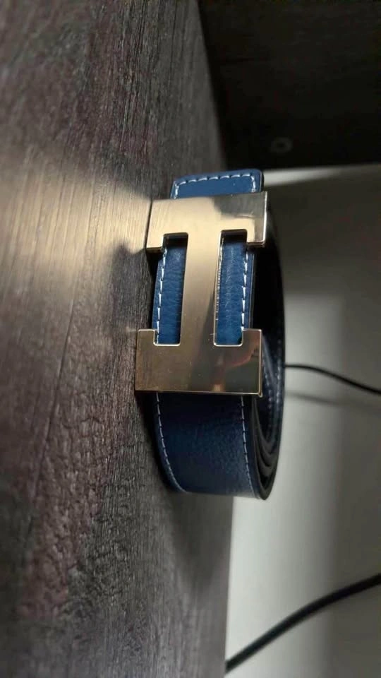 Designer belts - black and blue , gold buckle only