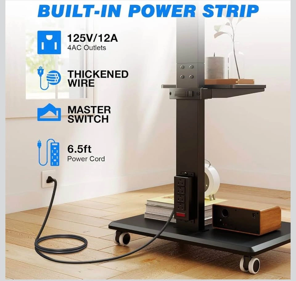 Mobile TV Stand 32-75” with Power Outlet and Shelf - photo 5