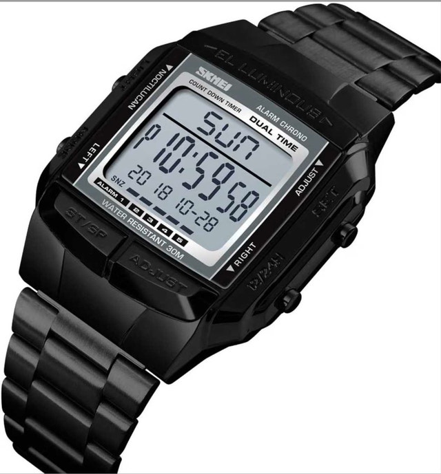 Digital Watch, Dual time zone, Timer, 5 alarms