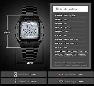 Digital Watch, Dual time zone, Timer, 5 alarms - photo 2