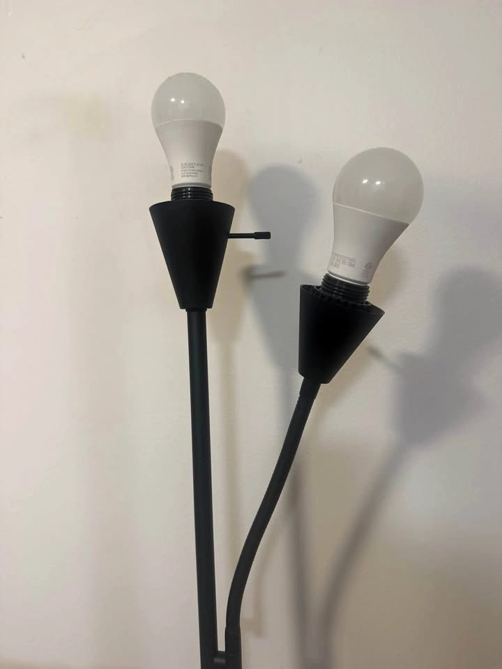 Black 2-Light Floor Lamp with LED Bulbs