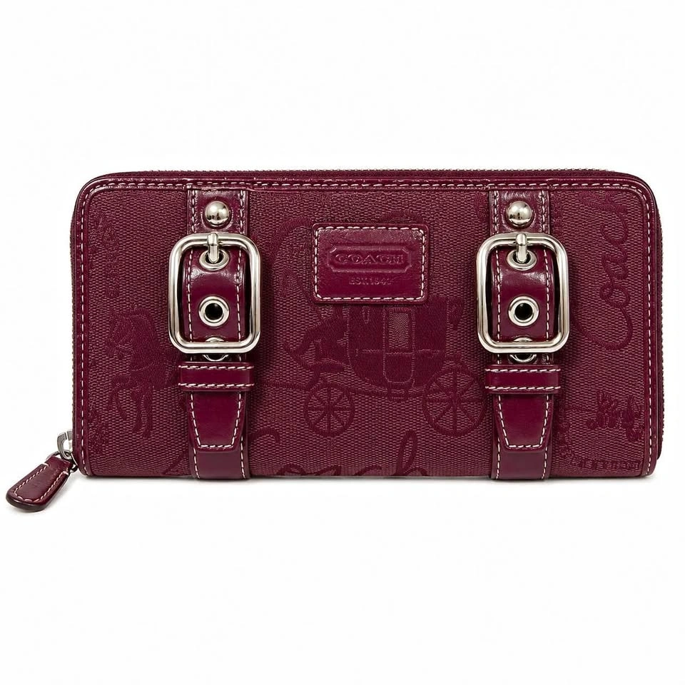 Coach Horse and Carriage Plum Burgundy Wallet