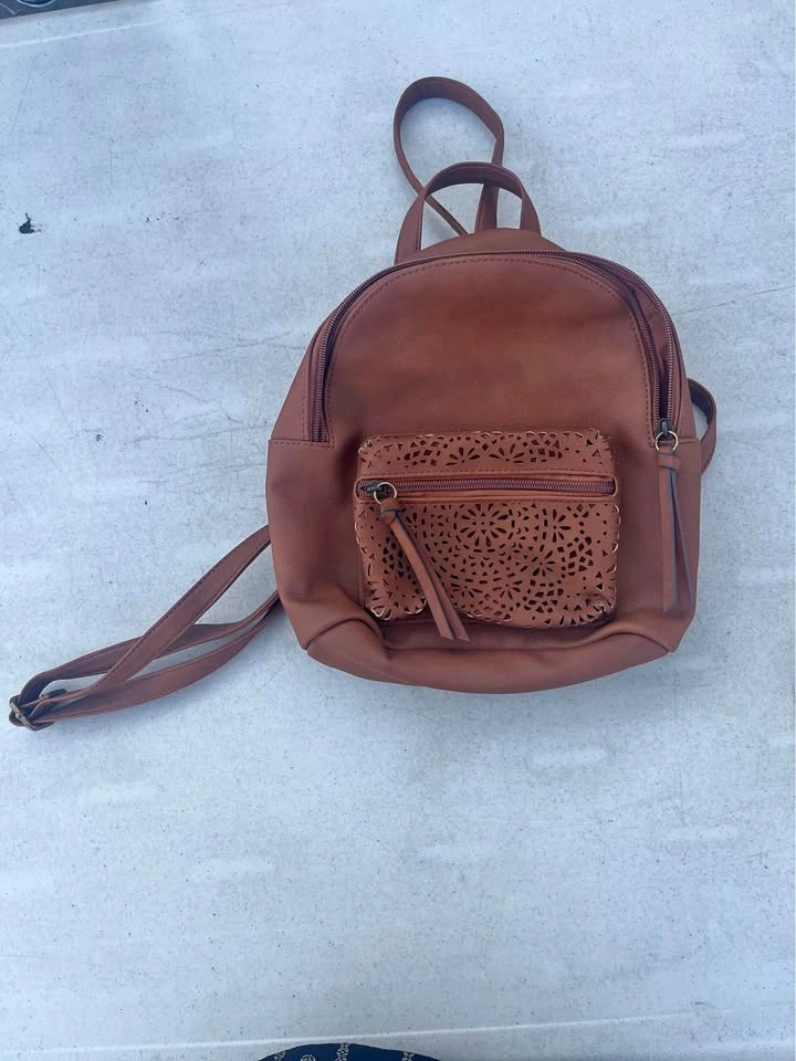 Brown Mini Backpack Cut Floral Pocket cash & pick up only