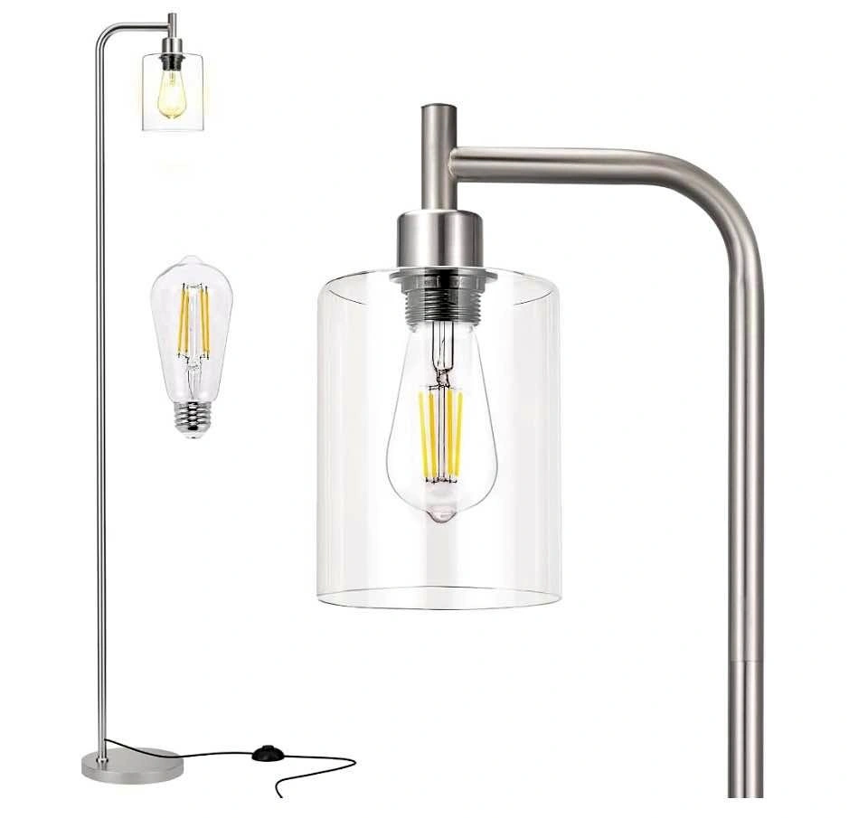 Industrial Floor Lamp - Glass Shade, Foot Pedal Switch