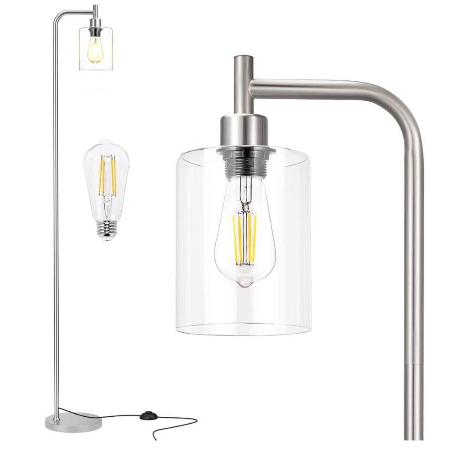 Industrial Floor Lamp - Glass Shade, Foot Pedal Switch - photo 2