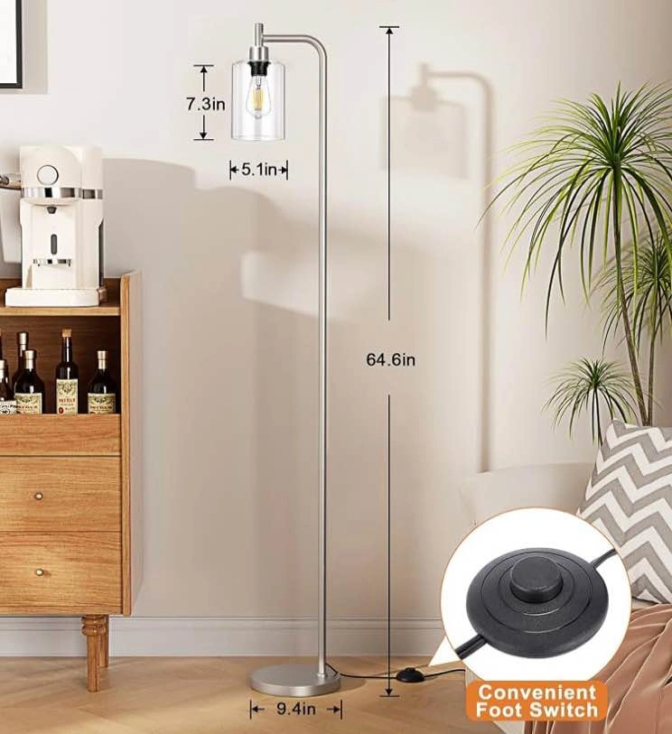 Industrial Floor Lamp - Glass Shade, Foot Pedal Switch - photo 4