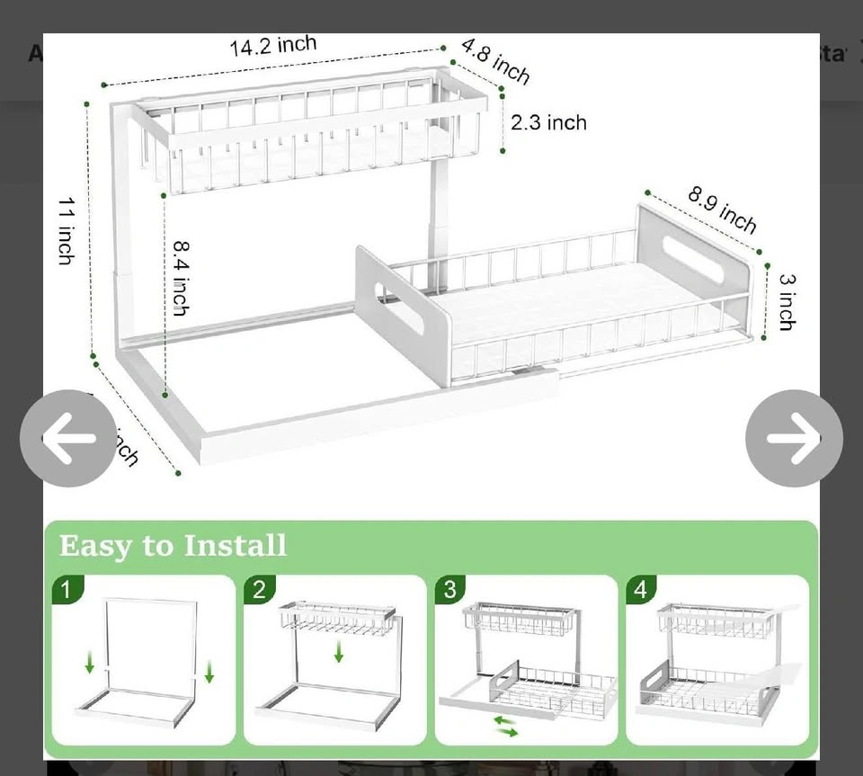 2-Tier Under Sink Organizer with Sliding Drawer - photo 3