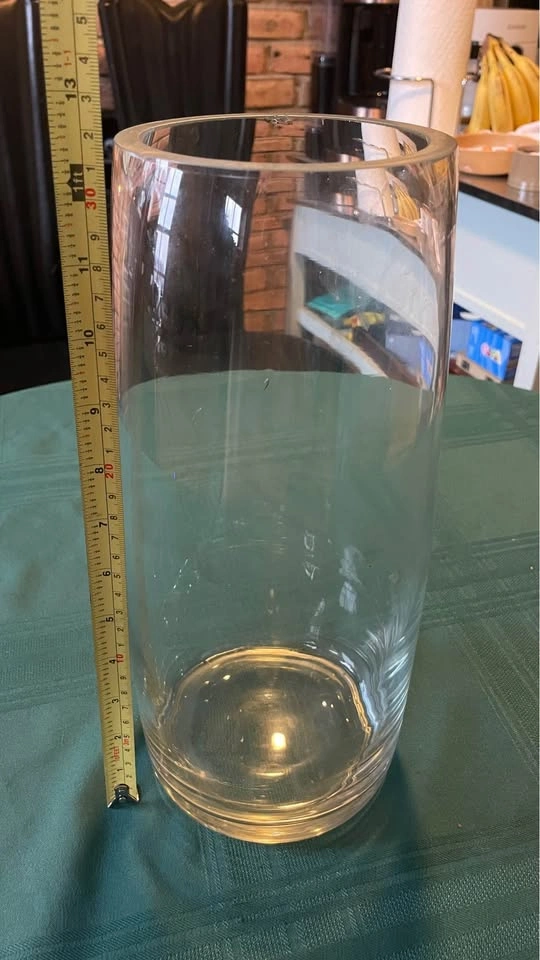 Tall Clear Glass Cylinder Vase - photo 2