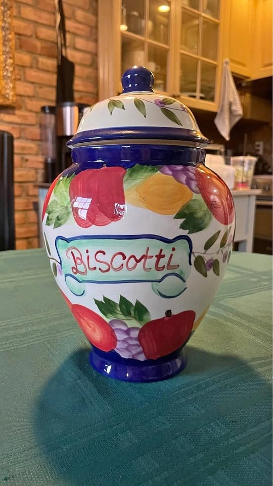 Nonni's Hand Painted Ceramic Biscotti Jar