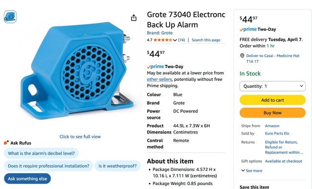 Back Up Alarm Grote 73040 - photo 3