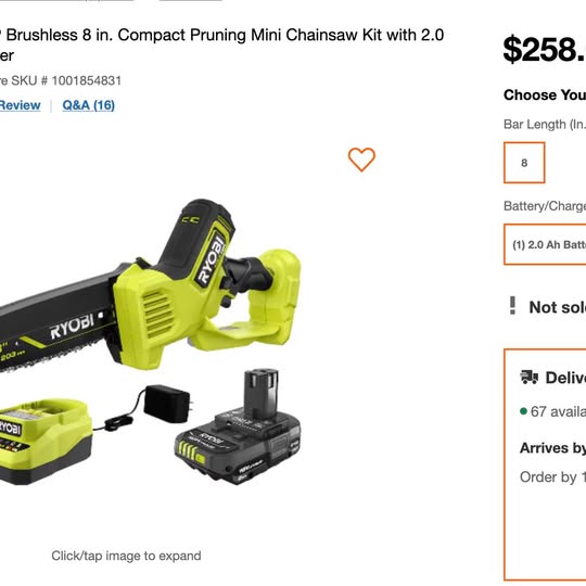 RYOBI 18V ONE+ HP Brushless 8 in. Compact Pruning Mini Chainsaw - photo 3