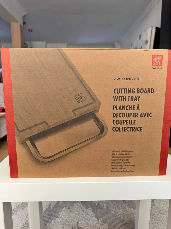 Brand New ZWILLING BBQ+ Bamboo Cutting Board with Stainless Stee