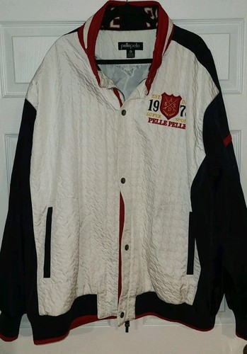 Pelle Pelle Men Black White Zip Up jacket SZ 6XL