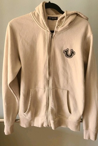 True Religion Cream Tan Full Zip Hoodie SZ M