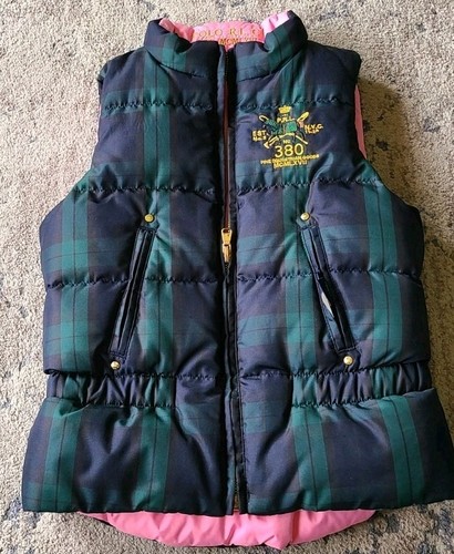 Ralph Lauren Polo Girls Reversible Pink Green Down Vest SZ 6