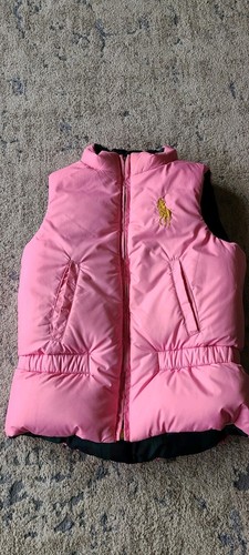 Ralph Lauren Polo Girls Reversible Pink Green Down Vest SZ 6 - photo 5