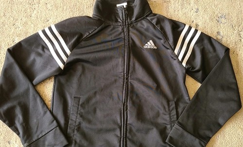Adidas Girls Black Track Jacket SZ 10 - photo 2