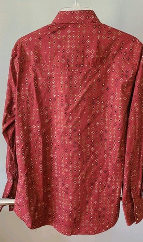 Platini Men Pattern Burgundy Long Sleeve Shirt SZ M - photo 5
