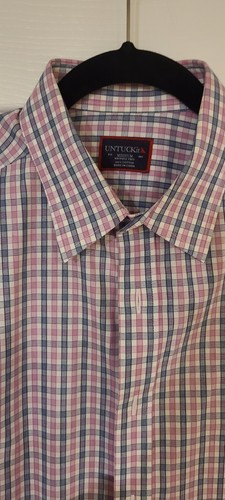 Untuckit Men Blue Red Plaid Long Sleeve Shirt SZ M - photo 3