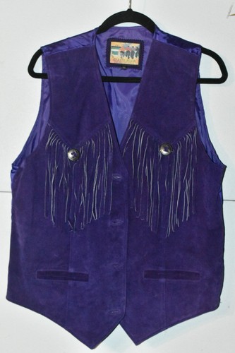 Ladies Purple Atlantic Beach Leather Button Vest SZ XL