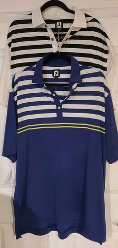 LOT 2 FootJoy Men Blue White Short Sleeve Golf Polo SZ XL