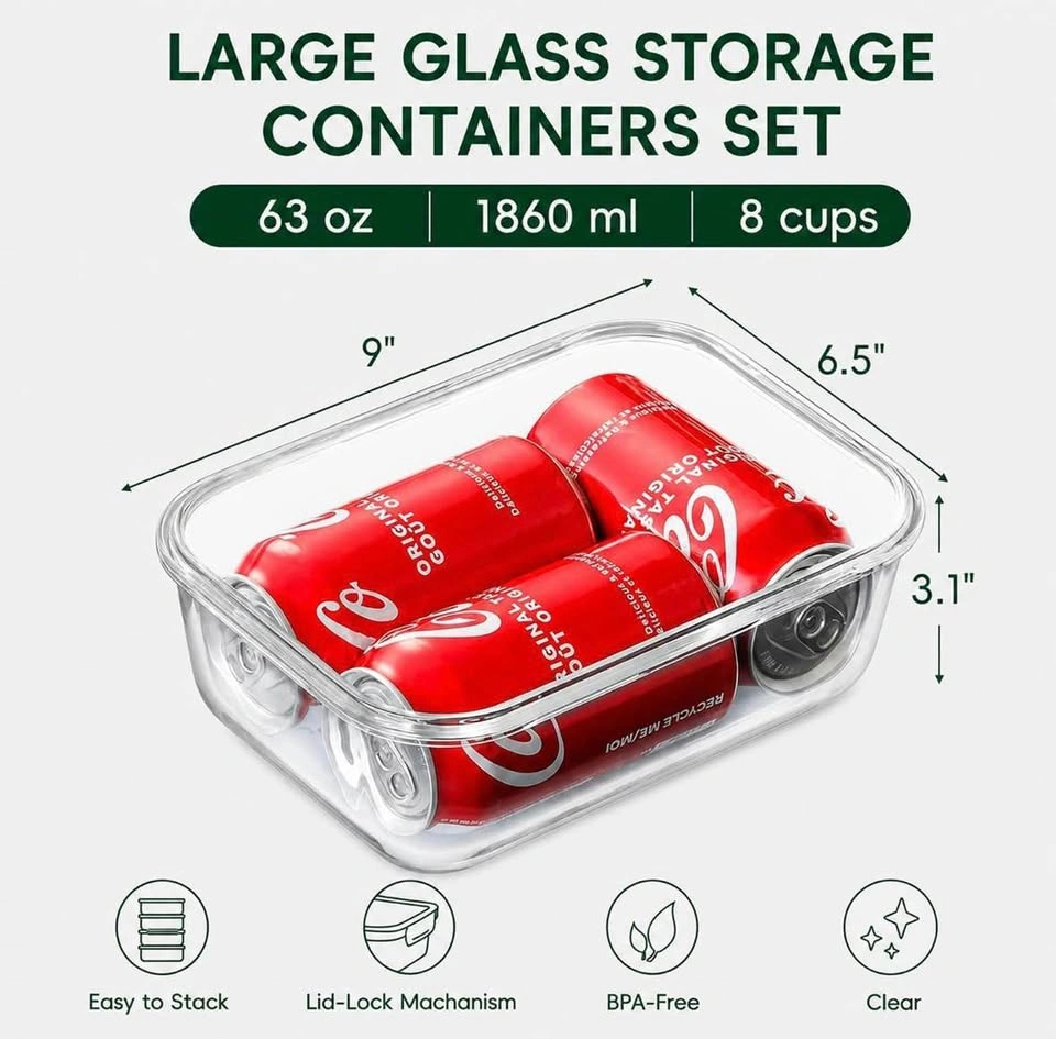 Large Airtight Glass Food Storage Containers Set - photo 3