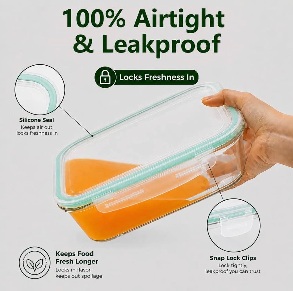 Large Airtight Glass Food Storage Containers Set - photo 4