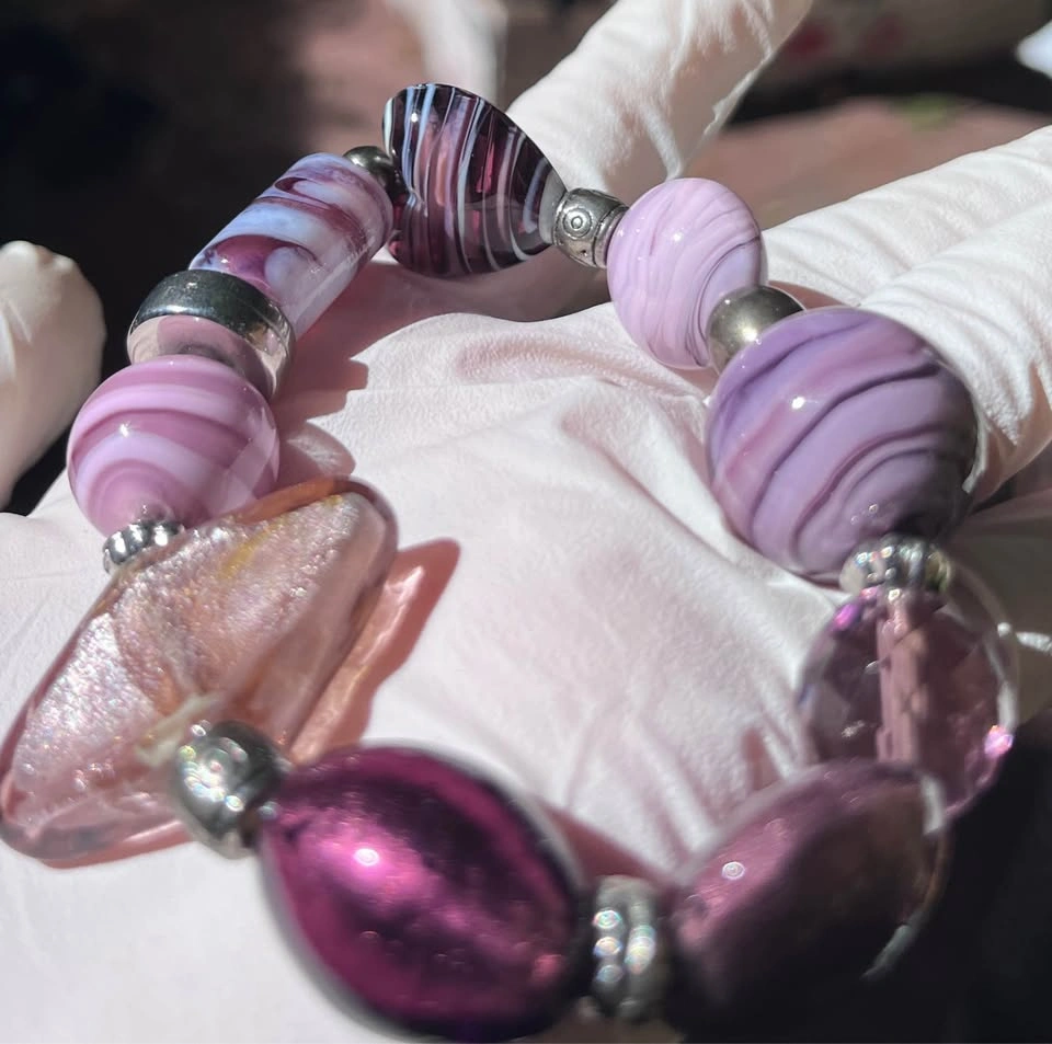 Murano Glass/ Venetian Tin-Foil Bead Bracelet - photo 3