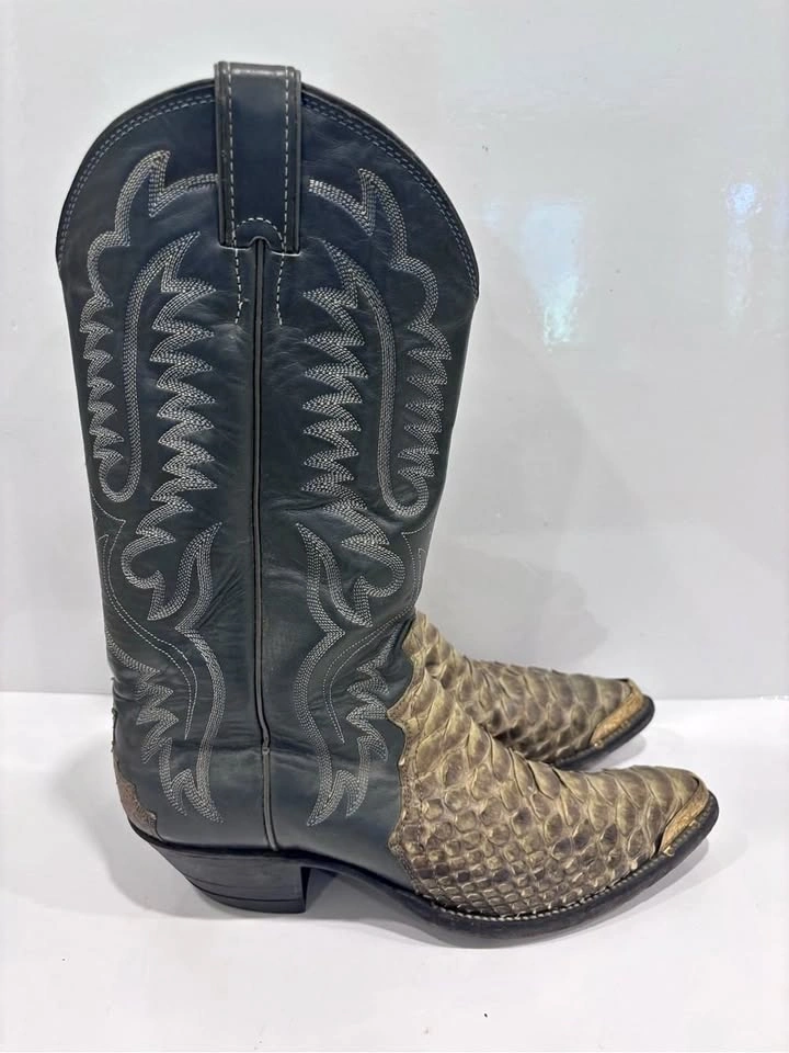 Justin Style 6034 Python Snakeskin Cowboy Boots Men’s US 9D