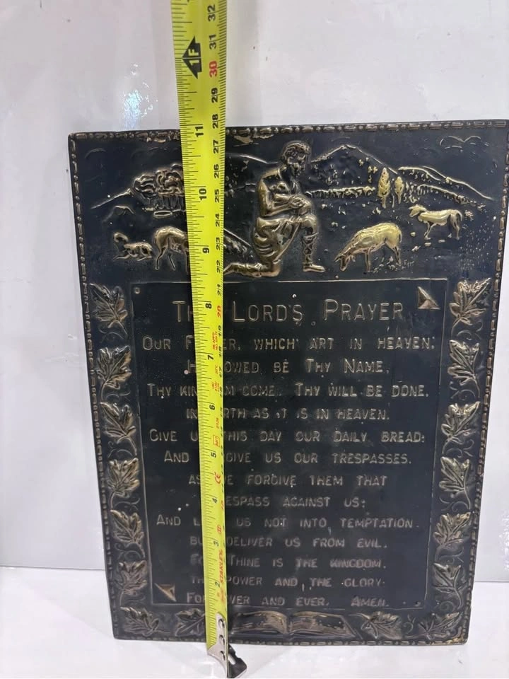 Vintage Embossed The Lord’s Prayer Metal Wall Plaque - photo 4