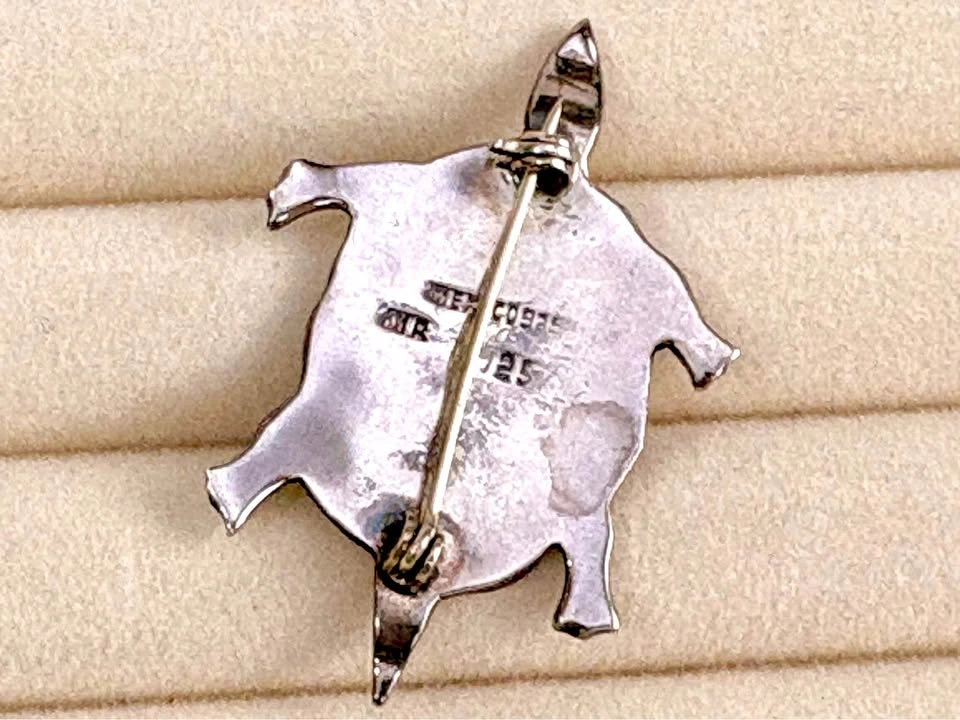 Vintage Mexican Sterling Silver Abalone Turtle Brooch - photo 3