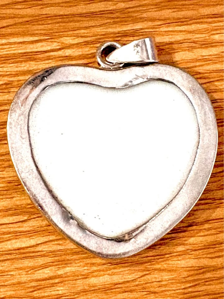 Sterling Silver Blue and White Porcelain Heart Pendant - photo 3