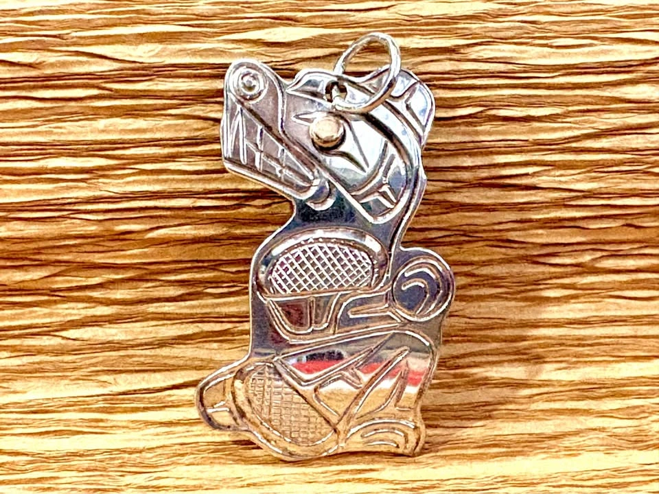 Northwest Coast Style Silver Wolf Pendant - photo 3