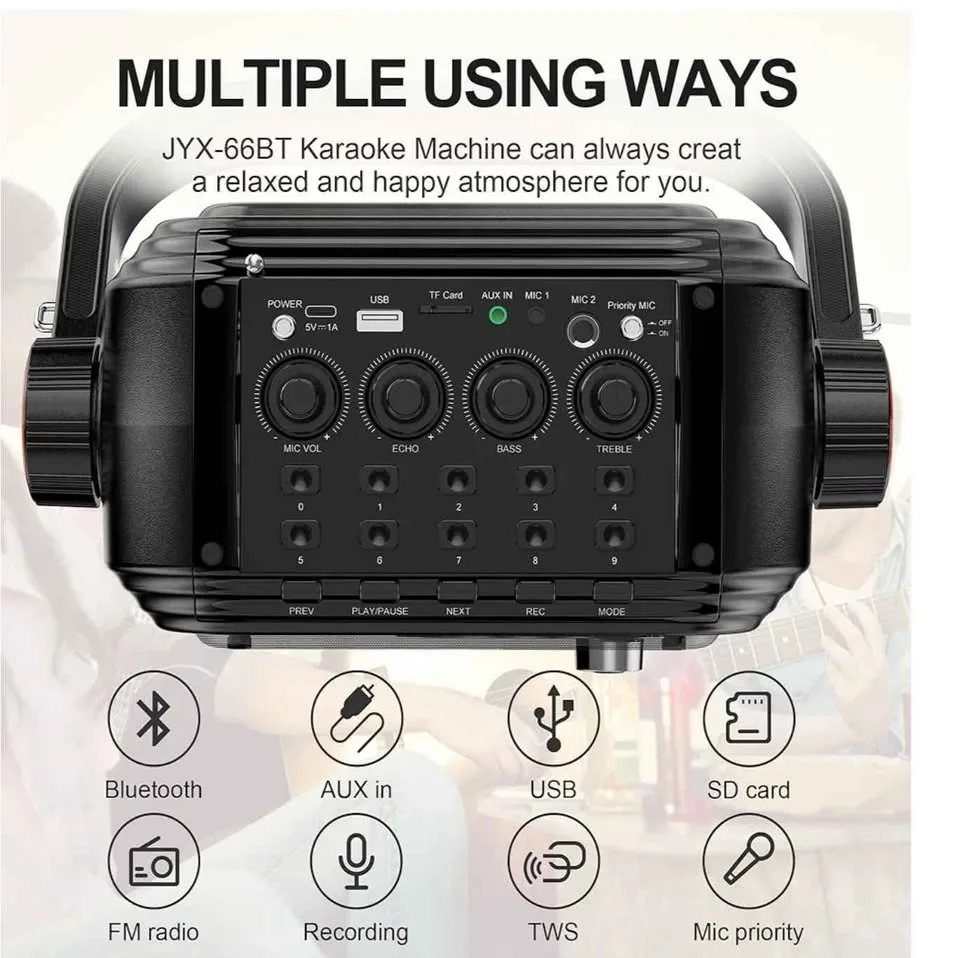JYX Karaoke Machine with 2 Wireless Microphones image indicator(4)