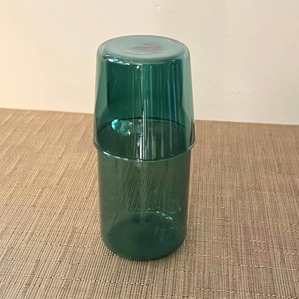Bedside Water Carafe and Glass Set 500ml Clear Green Glass - photo 2