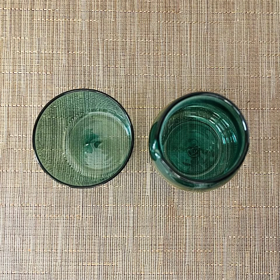 Bedside Water Carafe and Glass Set 500ml Clear Green Glass - photo 3