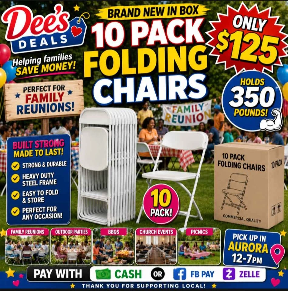 10 Pack HEAVY DUTY FOLDING CHAIRS BRAND NEW IN BOX ONLY $125 - photo 3