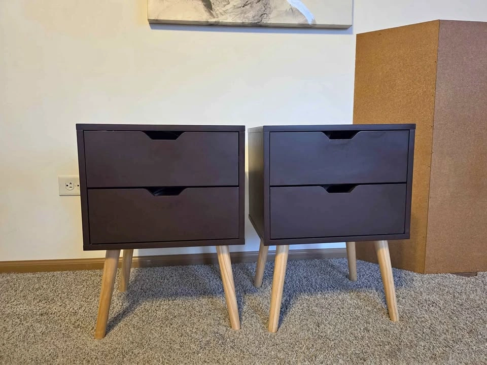 Nightstand with drawers two pieces