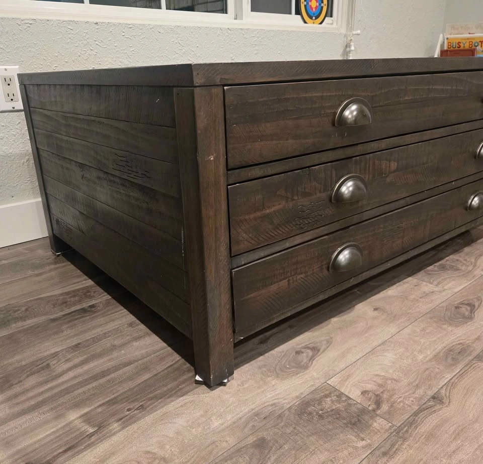 Solid Wood Coffee Table with 3 Drawers - photo 2