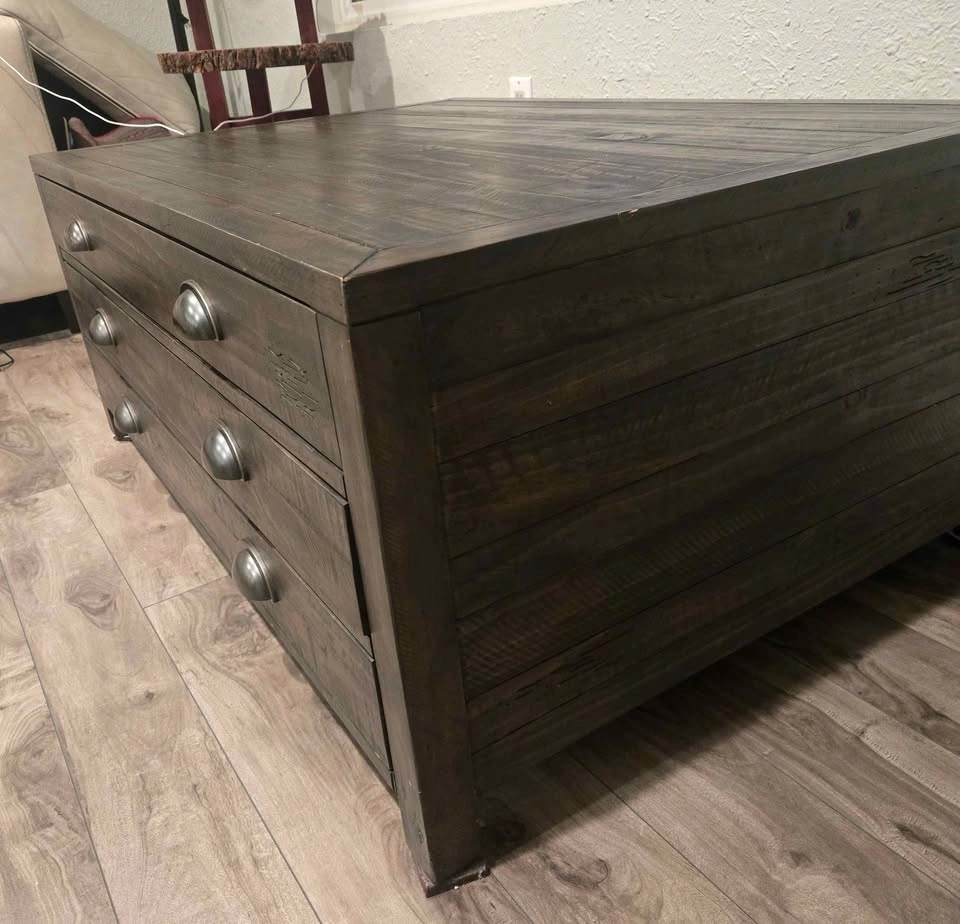 Solid Wood Coffee Table with 3 Drawers - photo 3