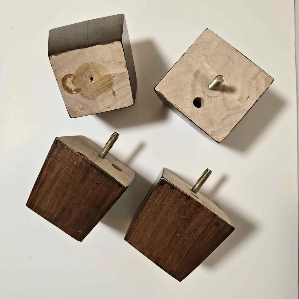 Set of 4 Dark Brown Wood Furniture Legs