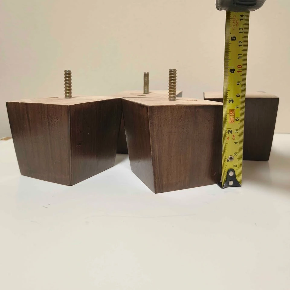 Set of 4 Dark Brown Wood Furniture Legs - photo 2