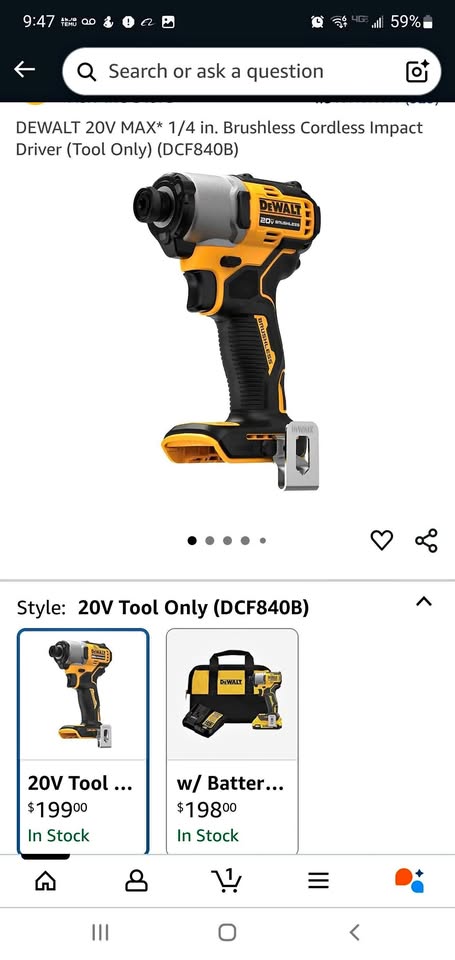 DEWALT 20V MAX* 1/4 in. Impact Driver (Tool Only)
