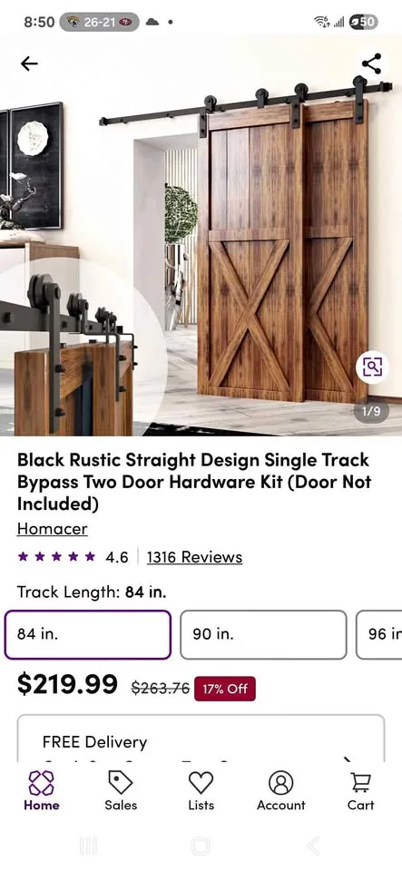 Barn door slider hardware 84 inch thumbnail